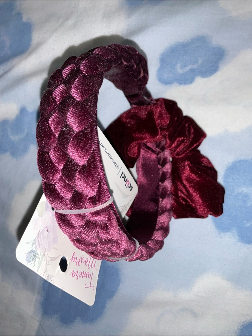 scunci Braided Wine Red Headband and Scrunchie Set